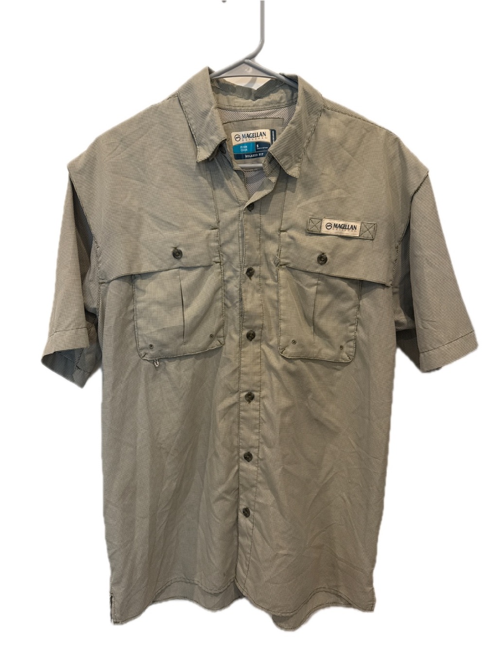 Magellan Outdoors Men’s Short Sleeve Button-Front Shirt - Taupe Green